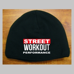Street Workout Performance  čierna pletená čiapka stredne hrubá vo vnútri naviac zateplená, univerzálna veľkosť, materiálové zloženie 100% akryl